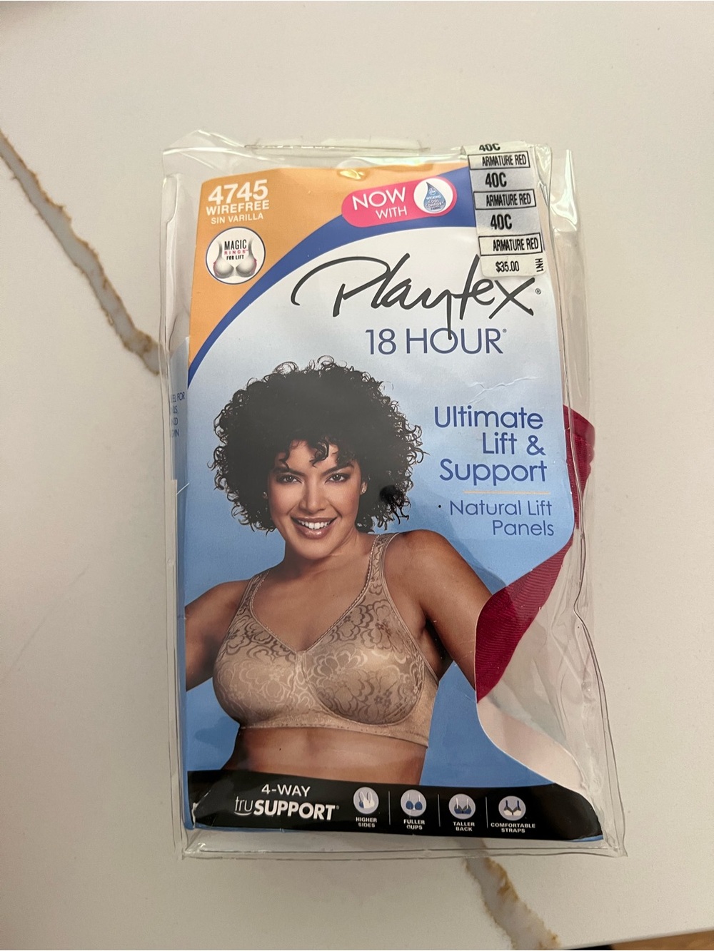 NIP Playtex 18 Hour Ultimate Lift & Support Wirefree Bra  in Red Size 40C